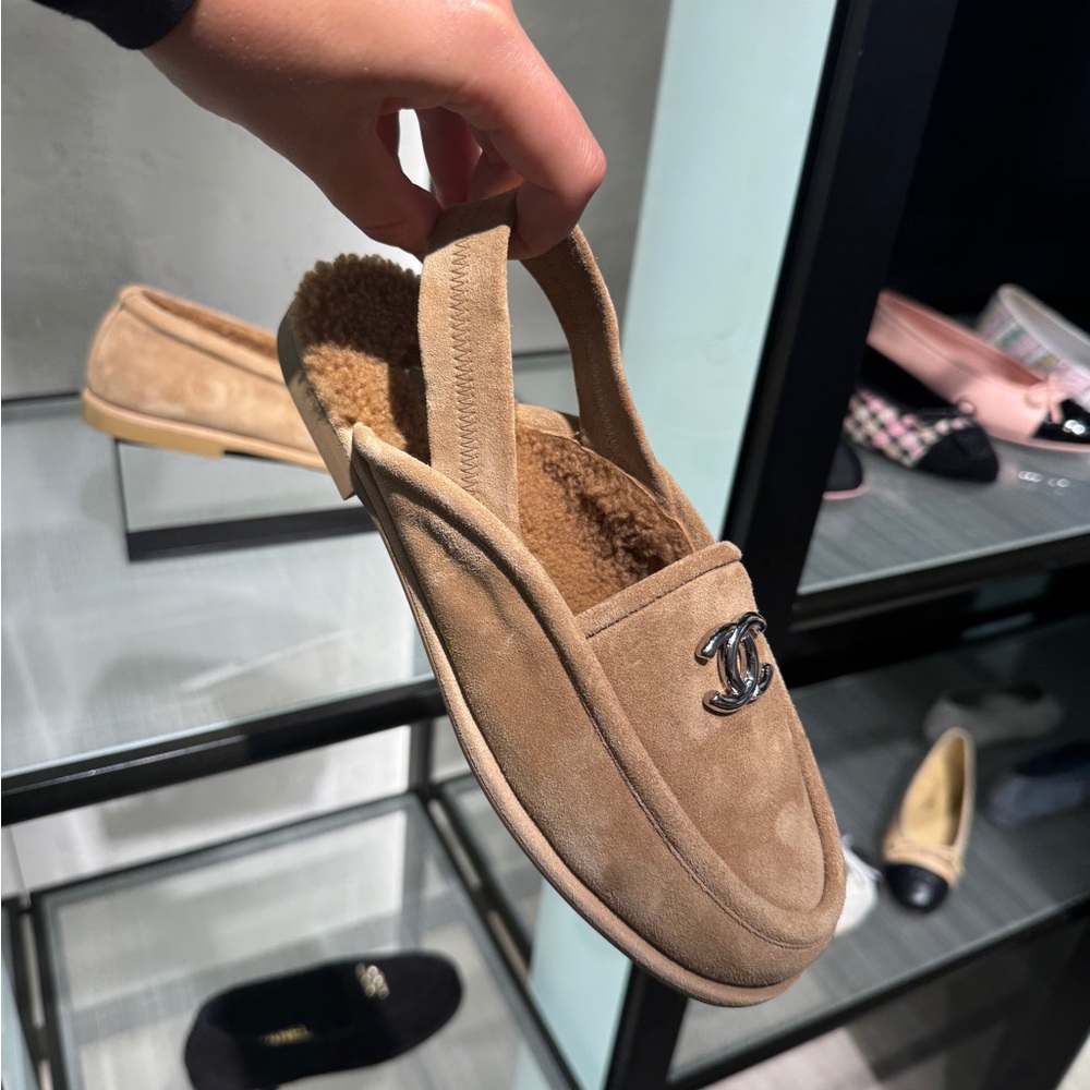 LAST DAY Chanel Shearling Slingback Loafers | Size 38 - Picture 5 of 13